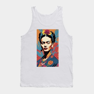 Frida's Radiant Reverie: Colorful Portrait Tank Top